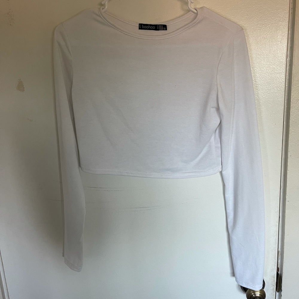 Boohoo Basic White Scoop Neck Top
